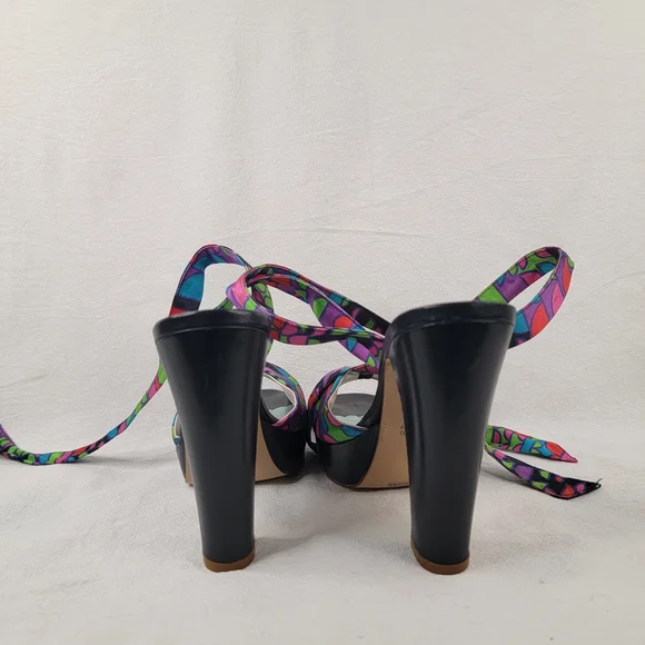 ​Marc Jacobs Geometric Print Silk Satin Wrap Platform Sandals Made in Italy 6
​D - Picture 9 of 11